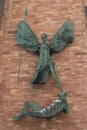 COVENTRY, ENGLAND, UK - 3rd March 2018: St Michael and the Devil sculpture by famous artist Jacob Epstein at Coventry