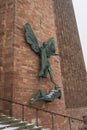 COVENTRY, ENGLAND, UK - 3rd March 2018: St Michael and the Devil sculpture by famous artist Jacob Epstein at Coventry