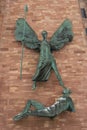 COVENTRY, ENGLAND, UK - 3rd March 2018: St Michael and the Devil sculpture by famous artist Jacob Epstein at Coventry