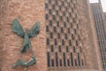 COVENTRY, ENGLAND, UK - 3rd March 2018: St Michael and the Devil sculpture by famous artist Jacob Epstein at Coventry