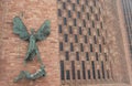 COVENTRY, ENGLAND, UK - 3rd March 2018: St Michael and the Devil sculpture by famous artist Jacob Epstein at Coventry