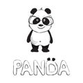 Cute panda bear vector illustration Black and white Royalty Free Stock Photo