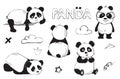 Cute panda bear vector illustration Black and white Royalty Free Stock Photo