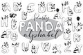 Panda bears cute English alphabet with animals A-Z Vector