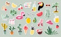 Summer stickers collection with different seasonal elements Royalty Free Stock Photo