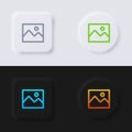 Cover album button icon set, Multicolor neumorphism button soft UI Design.