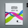 Cover annual report colorful ribbon design background, vector