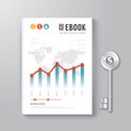 Cover Book Digital Design Template Key of Business Concept.