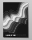 Cover with bw wave abstract vector background. Dynamic warped lines. Futuristic motion surface. Gradient distorted