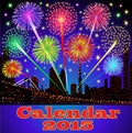 Cover of calendar with fireworks night city