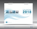 Cover calendar 2018 template, blue business brochure flyer Royalty Free Stock Photo