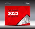 Cover calendar 2023 template- Desk Calendar 2023 year, red cover design template, brochure cover design, flyer design, printing