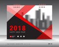 Red Cover calendar 2018 template, leaflet layout Royalty Free Stock Photo