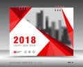 Cover calendar 2018 template, Red cover business brochure flyer