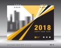 Cover calendar 2018 template. Yellow cover layout. annual report