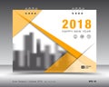 Cover calendar 2018 template. Yellow cover layout. annual report