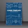 Cover Design blue with in technical style for a book report or o