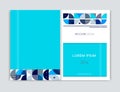 Cover design for Brochure leaflet flyer. Abstract geometric background. Blue, white, gray triangle, squares and circles. A4 size. Royalty Free Stock Photo