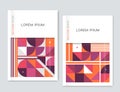 Cover design for Brochure leaflet flyer. Abstract geometric background. Pink, orange,white, gray triangle, squares and circles. Royalty Free Stock Photo