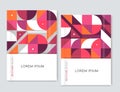 Cover design for Brochure leaflet flyer. Abstract geometric background. Pink, orange,white, gray triangle, squares and circles. Royalty Free Stock Photo