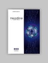 Cover design ethereum silver coin space HUD background. Modern d