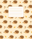 Cover design for notebooks, planners with the image of funny hedgehogs and mushrooms.