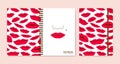 Cover design for notebooks or scrapbooks with lips Royalty Free Stock Photo