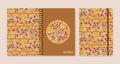 Cover design for notebooks or scrapbooks with pizza pieces Royalty Free Stock Photo