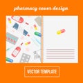 Cover design for print with pharma and pills, illustratio