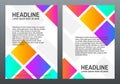 Cover Design. Templates with bright gradients. Color squares on white background. Abstract geometric shapes. Trendy