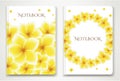 Cover designI of Notebook/ Planner with isolated Frangipani / plumeria flowers Royalty Free Stock Photo