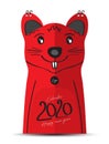 Cover Desk Calendar 2020 on rat cartoon character Frame, 2020 lettering, poster, flyer, red rat chinese zodiac sign Royalty Free Stock Photo