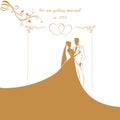 Cover gold design bride and groom vector silhouettes
