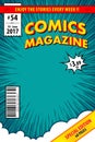 Comic magazine template. Vector art with comic book cover concept. Royalty Free Stock Photo