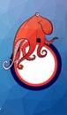 Cover for menu sushi restaurant with octopus vector