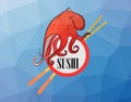 Cover for menu sushi restourant with octopus vector