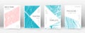 Cover page design template. Triangle brochure layout. Classy trendy abstract cover page. Pink and bl Royalty Free Stock Photo