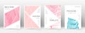 Cover page design template. Triangle brochure layout. Classy trendy abstract cover page. Pink and bl Royalty Free Stock Photo