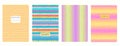 Cover page vector templates in Y2K bug style with circles, waves, spiral lines. Headers isolated and replaceable