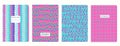 Cover page vector templates in Y2K bug style with circles, waves, spiral lines. Headers isolated and replaceable