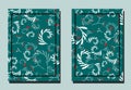 Cover with plant elements - sprigs with leaves and berry. Red, turquoise, white colors.