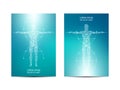 Cover or poster design with human body background. Scientific and technological concept. Vector illustration. Royalty Free Stock Photo