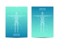 Cover or poster design with human body, scientific and technological concept, vector illustration. Royalty Free Stock Photo