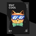 Cover and poster design template with a cat wearing a glasses