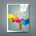 Cover report tree colorful geometric with bird paper Royalty Free Stock Photo