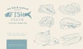 The cover template of the booklet of fish products and seafood. Royalty Free Stock Photo