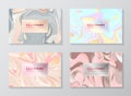 Cover template soap package red blue pink violet green color theme golden marble background.