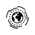 Black solid icon for Coverage, world and earth