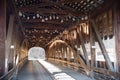 American Covered Wood Bridge on a Sunny Winter Day