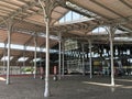 Covered arcade in front of the Grande Halle at Parc de la Villette, Paris, France